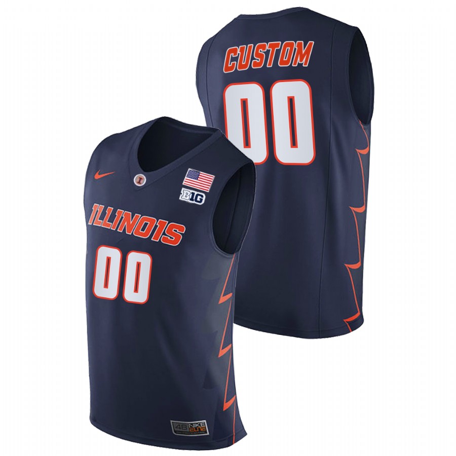 Men Illinois Fighting Illini Custom Replica 2021 Big Ten Tournament Champions Jersey Navy