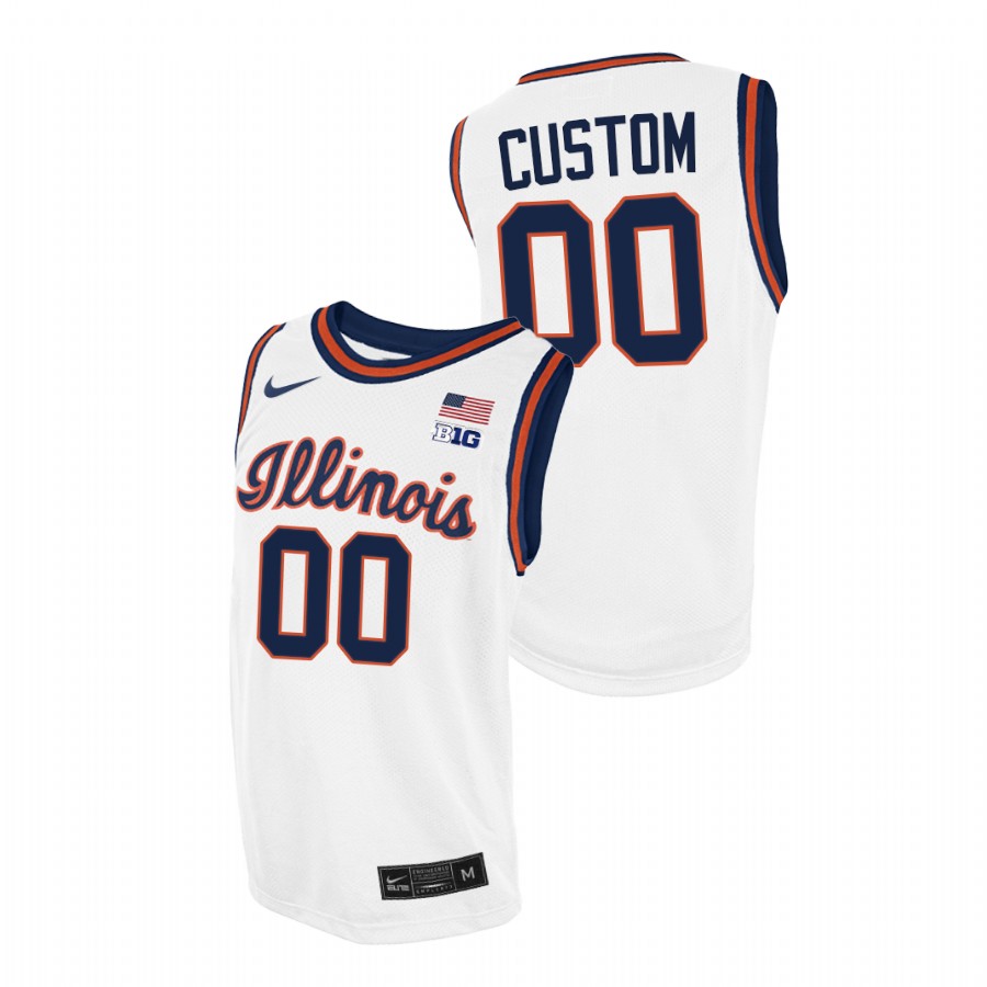 Men Illinois Fighting Illini Custom Throwback 2021 College Basketball Jersey White
