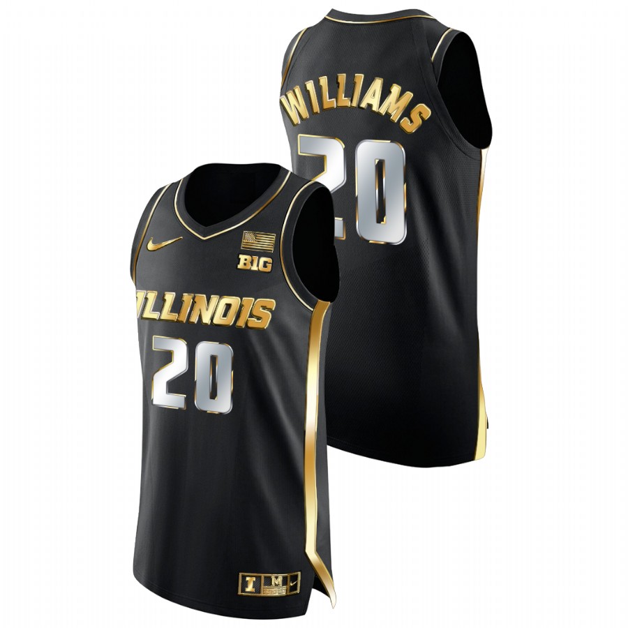 Men Illinois Fighting Illini Da'Monte Williams Golden Edition College Basketball Jersey Black