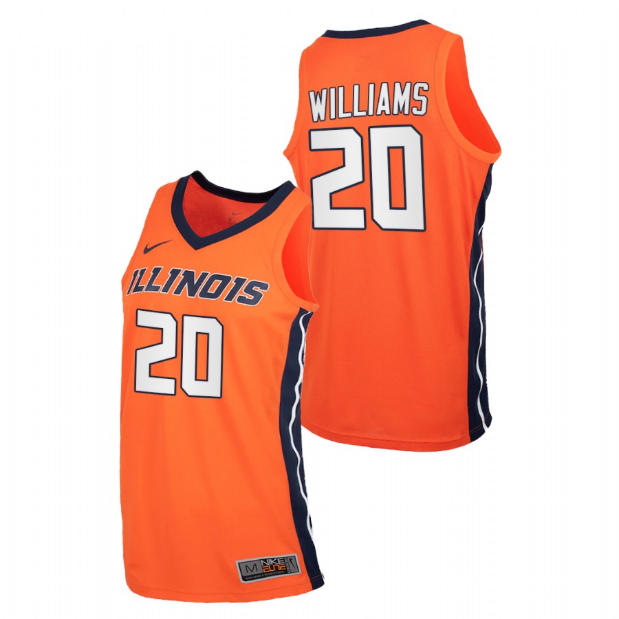 Men Illinois Fighting Illini Da'Monte Williams Replica 2020-21 College Basketball Jersey Orange