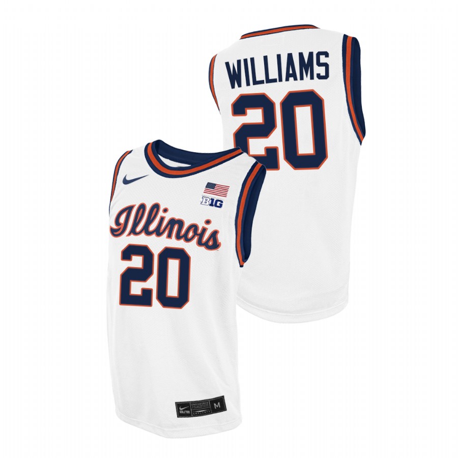 Men Illinois Fighting Illini Da'Monte Williams Throwback 2021 College Basketball Jersey White
