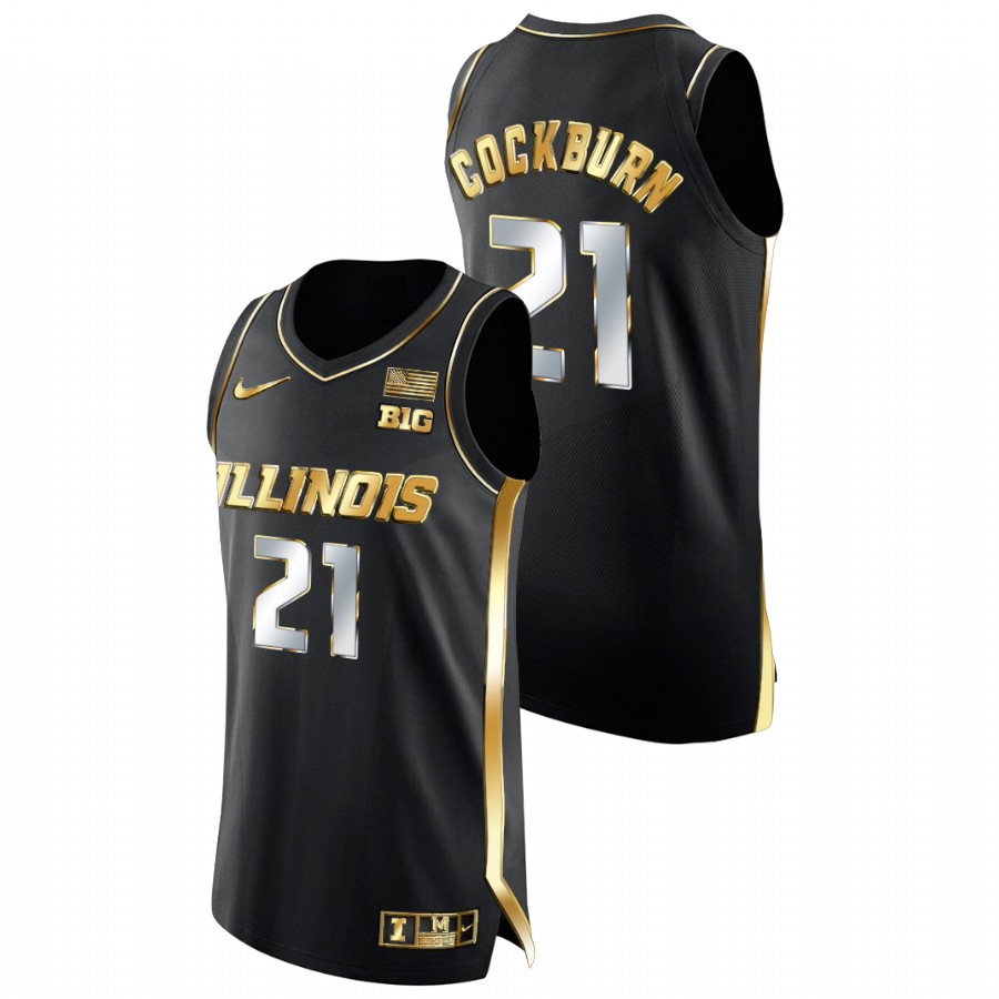 Men Illinois Fighting Illini Kofi Cockburn Golden Edition College Basketball Jersey Black