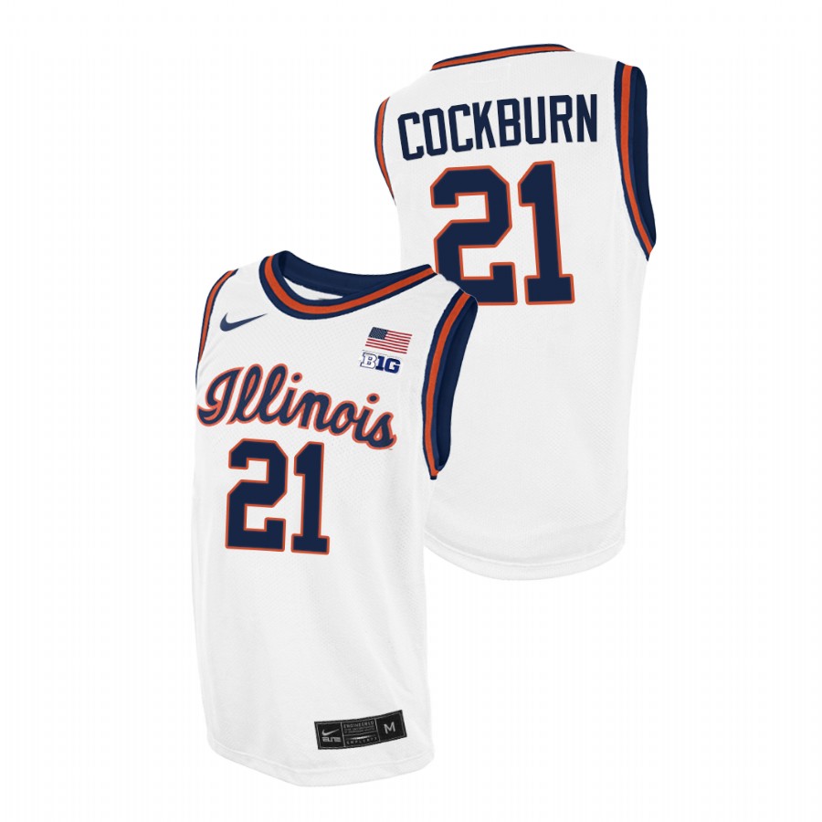 Men Illinois Fighting Illini Kofi Cockburn Throwback 2021 College Basketball Jersey White