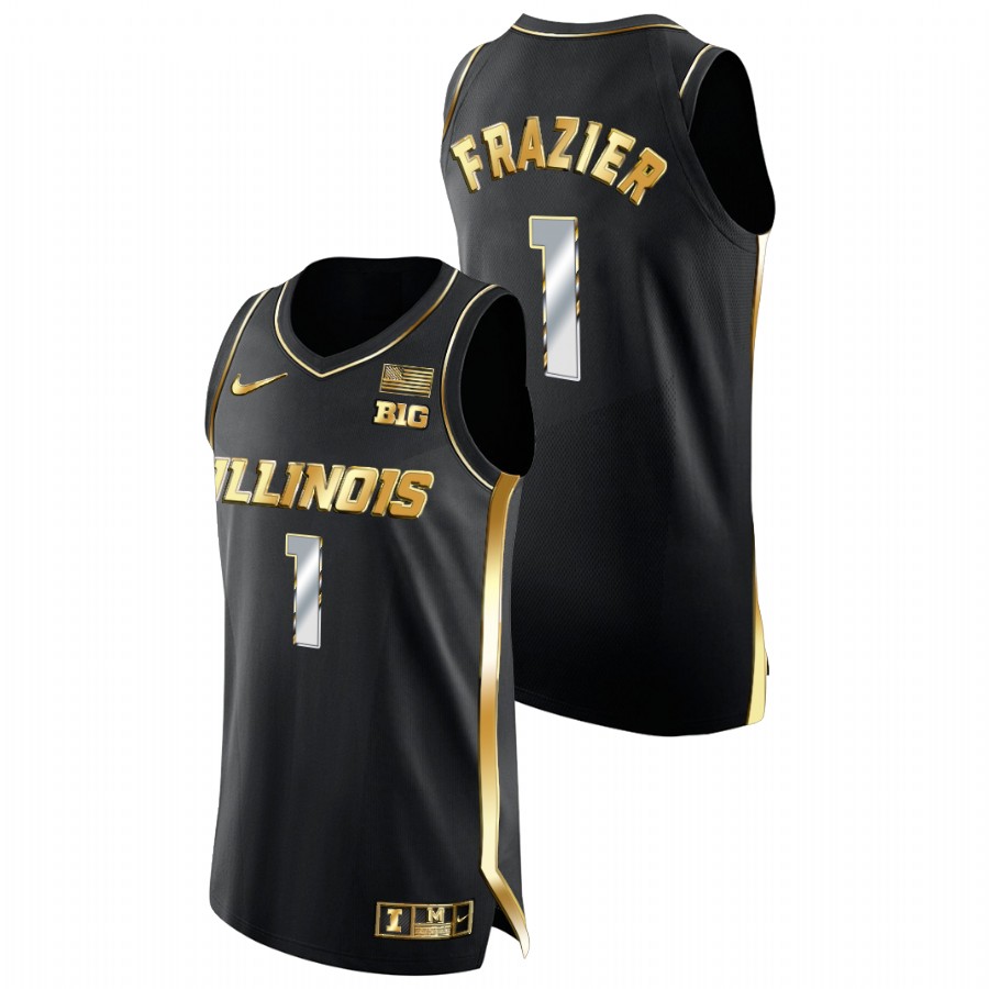 Men Illinois Fighting Illini Trent Frazier Golden Edition College Basketball Jersey Black