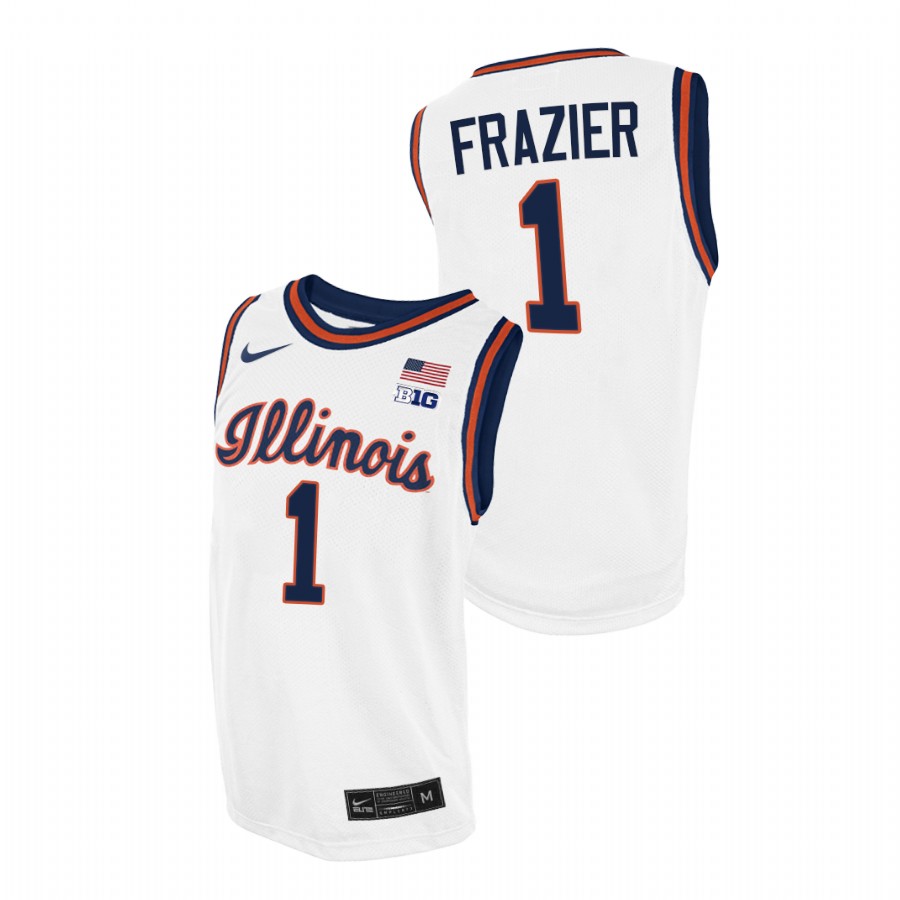 Men Illinois Fighting Illini Trent Frazier Throwback 2021 College Basketball Jersey White