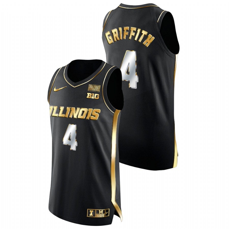 Men Illinois Fighting Illini Zach Griffith Golden Edition College Basketball Jersey Black