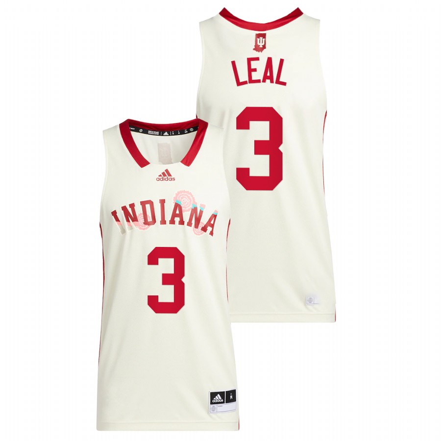 Men Indiana Hoosiers Anthony Leal 2022 Basketball Jersey Cream