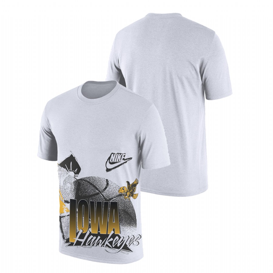 Men Iowa Hawkeyes 90s-style College Basketball T-Shirt White