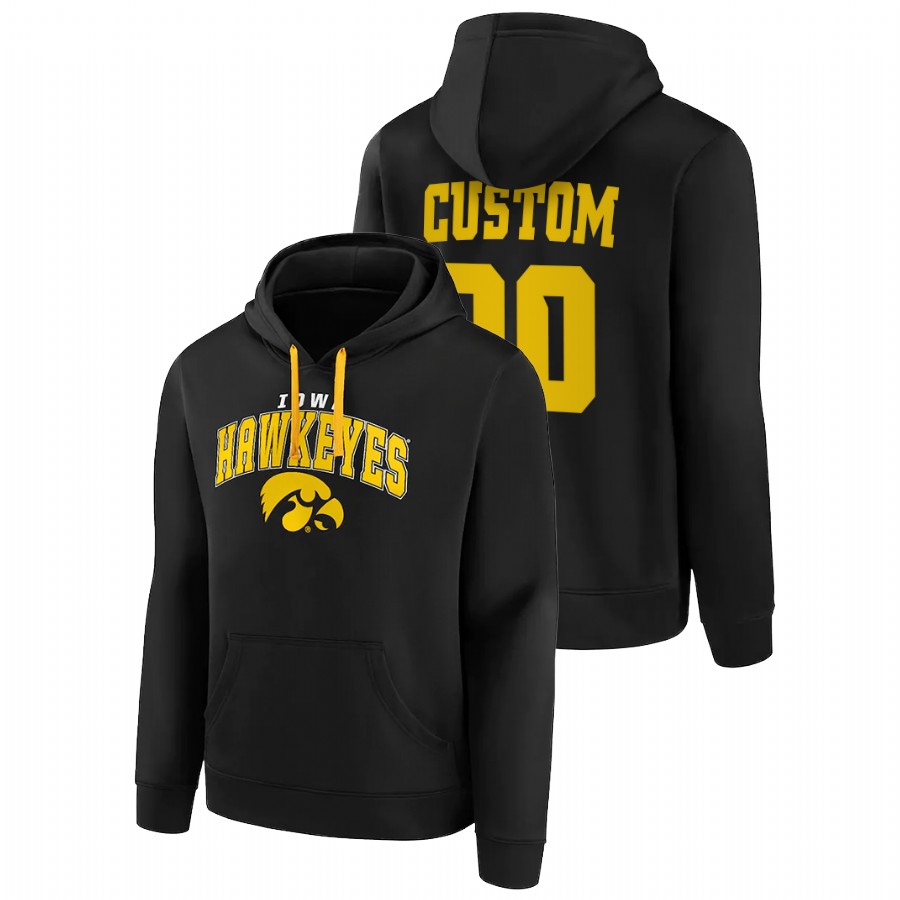 Men Iowa Hawkeyes Custom Black Away Pullover Hoodie