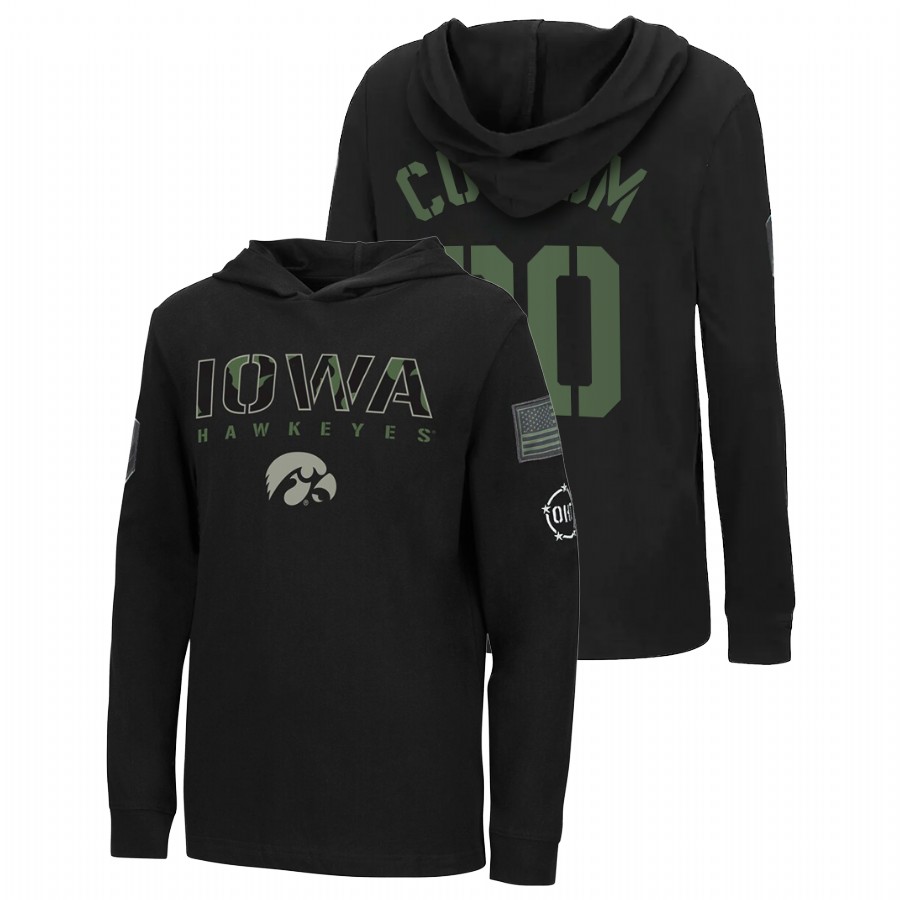 Men Iowa Hawkeyes Custom Black OHT Military Appreciation Tango Longsleeve Hoodie