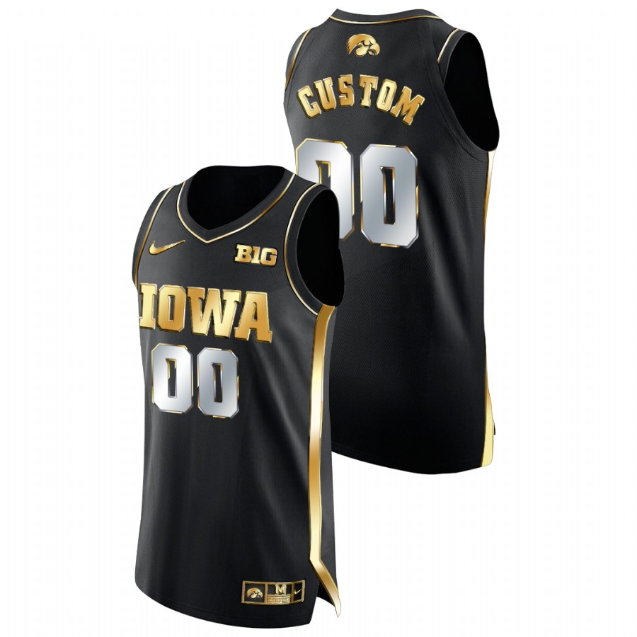 Men Iowa Hawkeyes Custom Golden Edition 2020-21 Authentic Limited Jersey Black