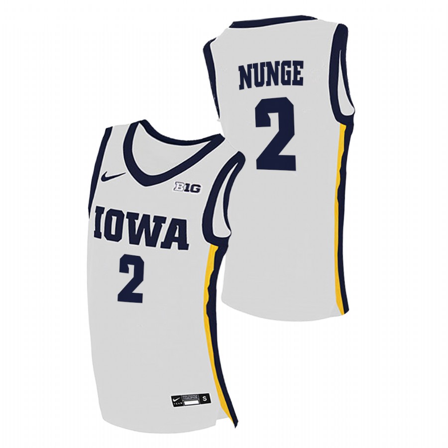 Men Iowa Hawkeyes Jack Nunge Home 2020-21 College Basketball Jersey White