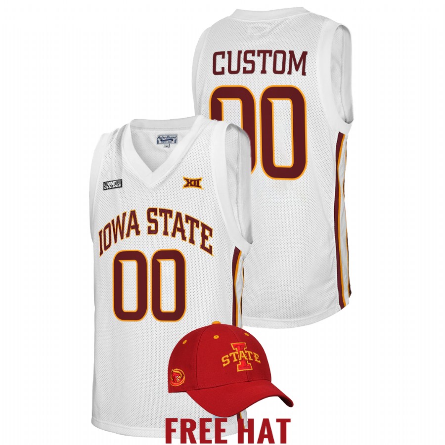 Men Iowa State Cyclones Custom 2021-22 Free Hat Jersey White