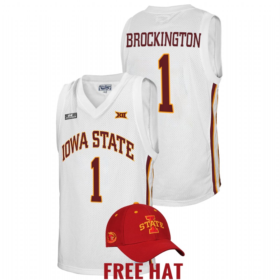 Men Iowa State Cyclones Izaiah Brockington 2021-22 Free Hat Jersey White