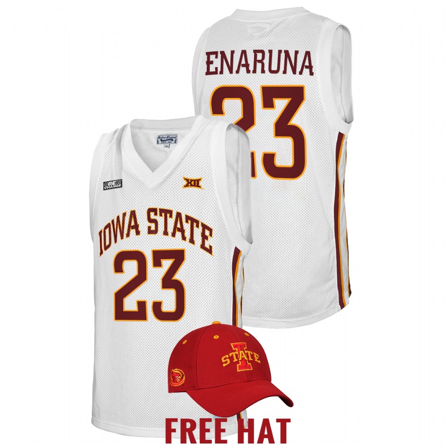 Men Iowa State Cyclones Tristan Enaruna 2021-22 Free Hat Jersey White