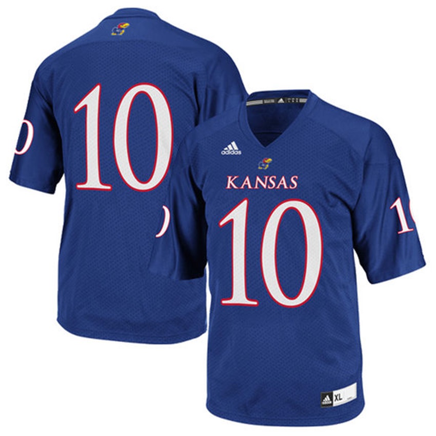Men Kansas Jayhawks #10 Royal Blue College Football Jersey