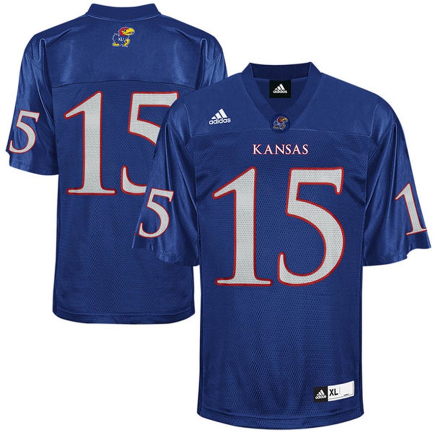 Men Kansas Jayhawks #15 Royal Blue College Football Jersey