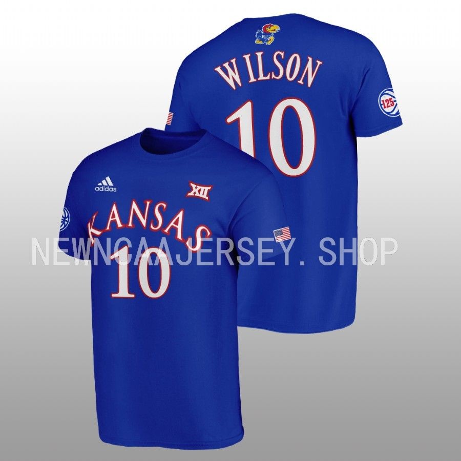 Men Kansas Jayhawks 125th Year Jalen Wilson Blue T-Shirt