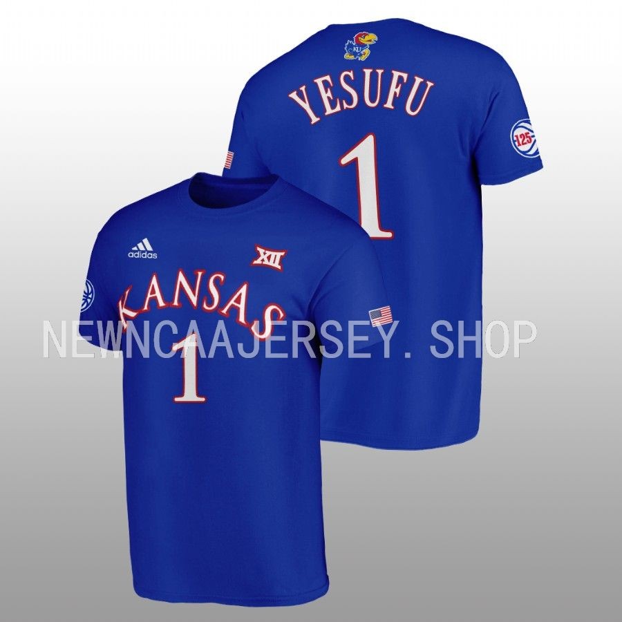 Men Kansas Jayhawks 125th Year Joseph Yesufu Blue T-Shirt