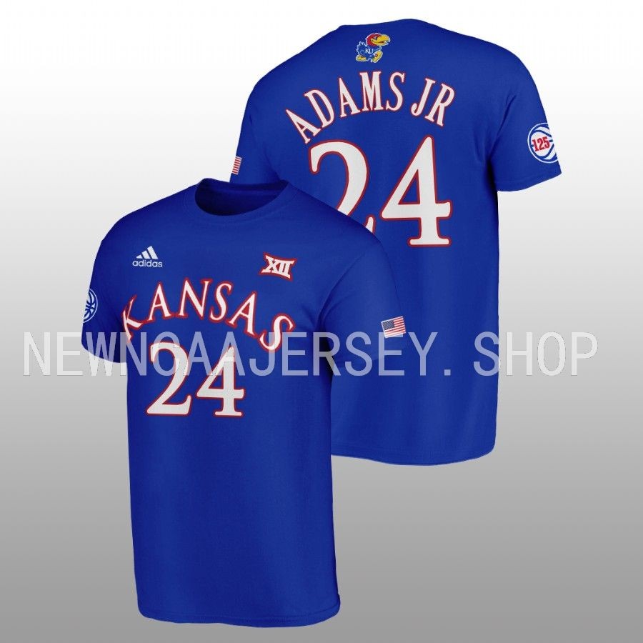 Men Kansas Jayhawks 125th Year K.J. Adams Jr. Blue T-Shirt