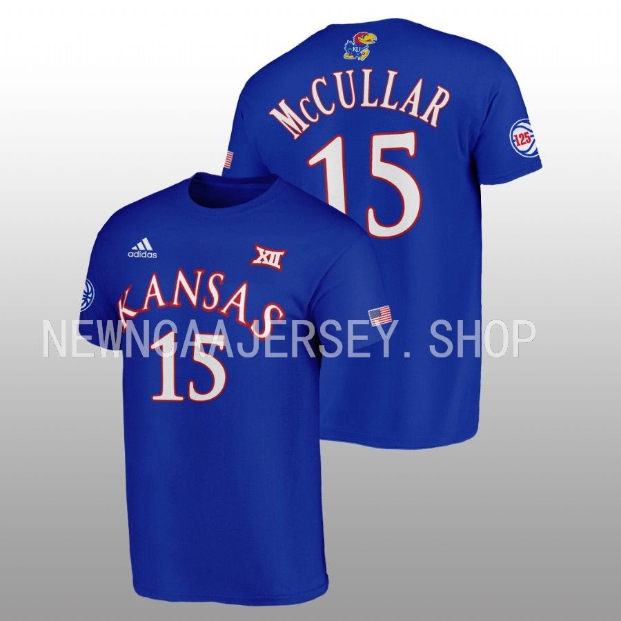 Men Kansas Jayhawks 125th Year Kevin McCullar Blue T-Shirt