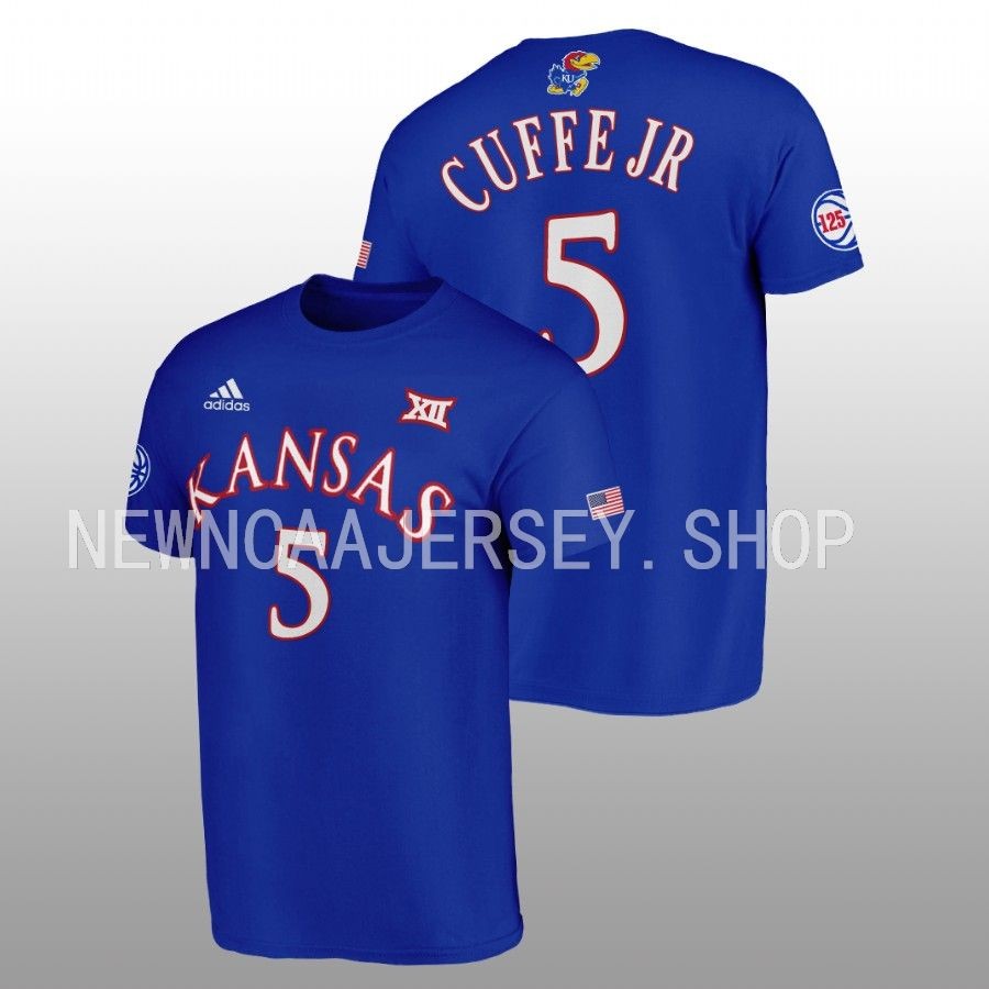 Men Kansas Jayhawks 125th Year Kyle Cuffe Jr. Blue T-Shirt