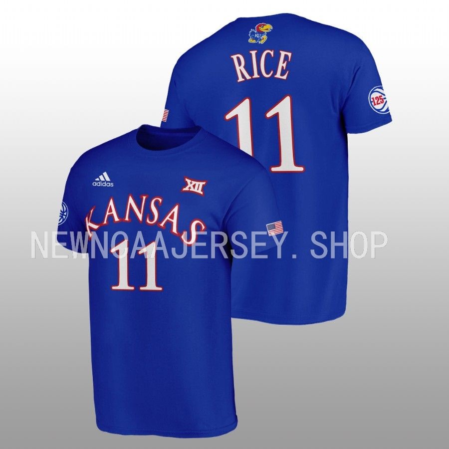 Men Kansas Jayhawks 125th Year M.J. Rice Blue T-Shirt