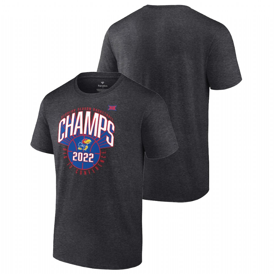 Men Kansas Jayhawks 2022 Big 12 Men's Basketball Regular Season Champions T-Shirt Charcoal