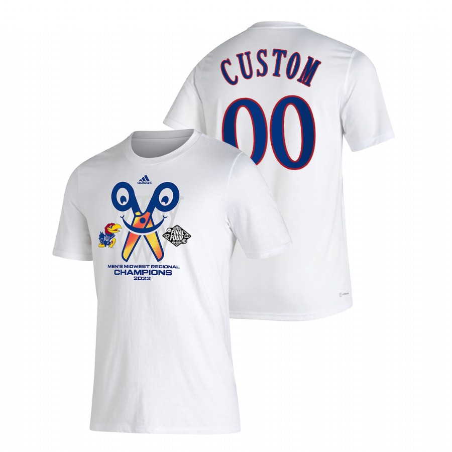 Men Kansas Jayhawks 2022 March Madness Final Four Custom White T-Shirt