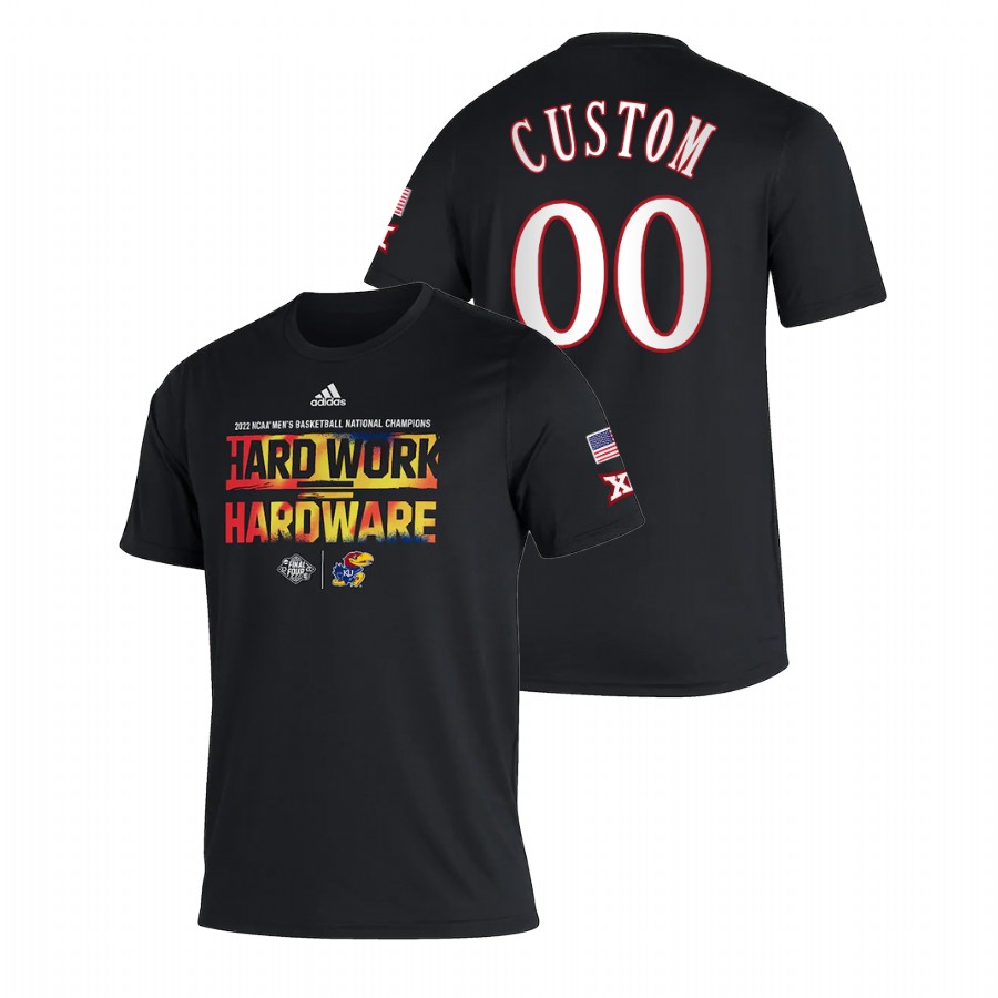 Men Kansas Jayhawks 2022 NCAA National Champions Custom Black T-Shirt