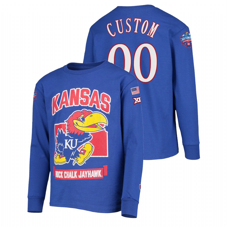 Men Kansas Jayhawks 6x Natty Champs Custom Royal T-Shirt