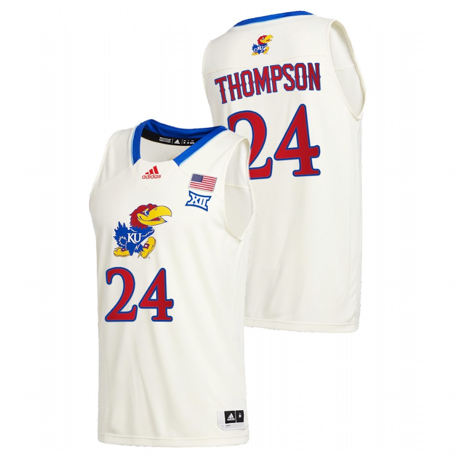 Men Kansas Jayhawks Bryce Thompson College Basketball 2020-21 New Season Jersey Cream