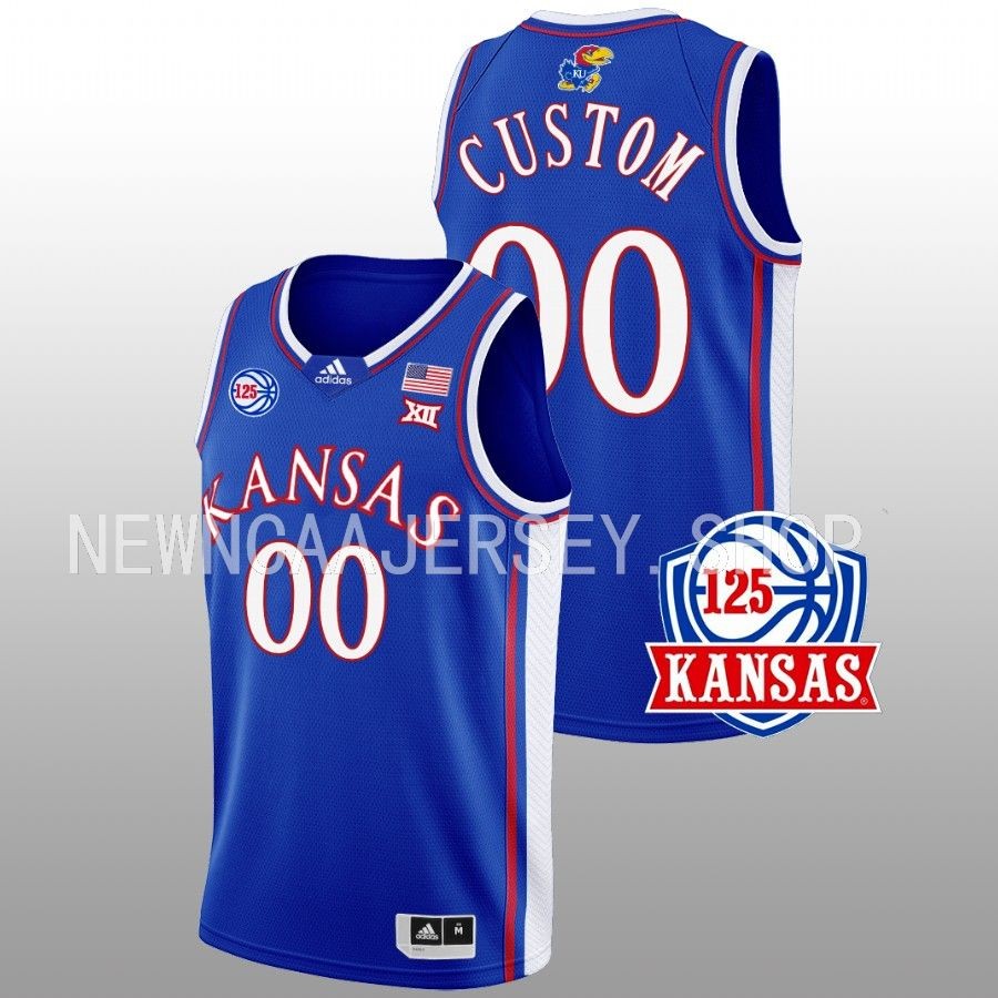 Men Kansas Jayhawks Custom 2022-23 Away Jersey Blue