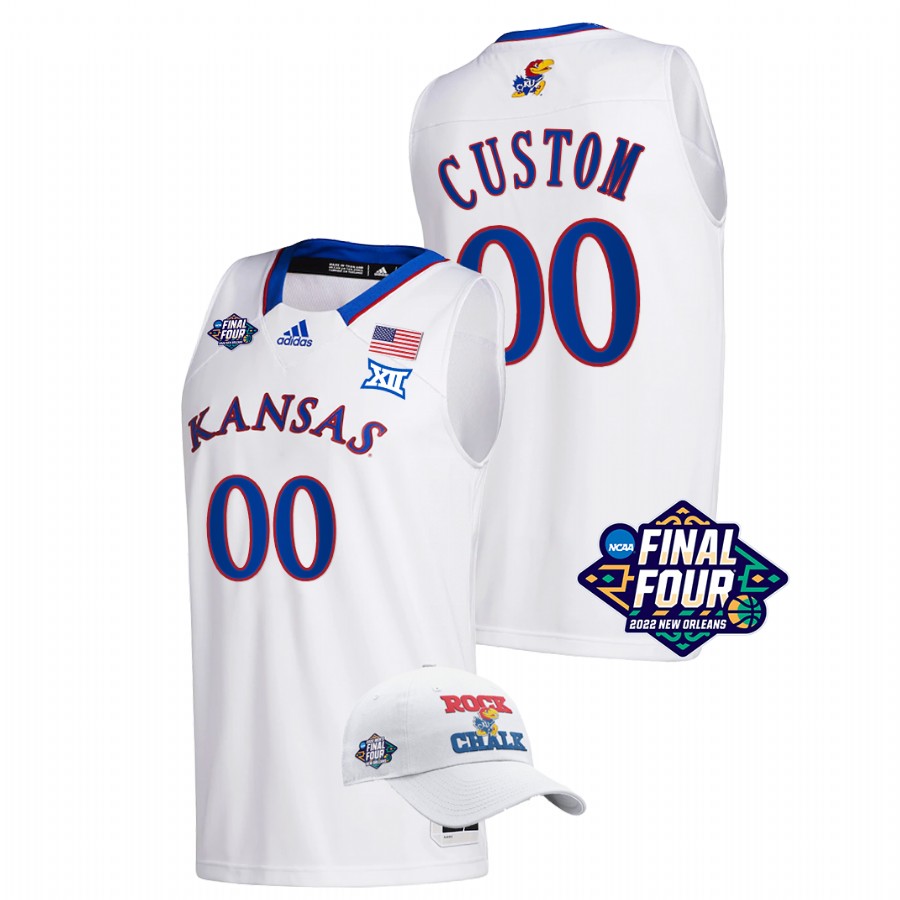 Men Kansas Jayhawks Custom Basketball Jersey White