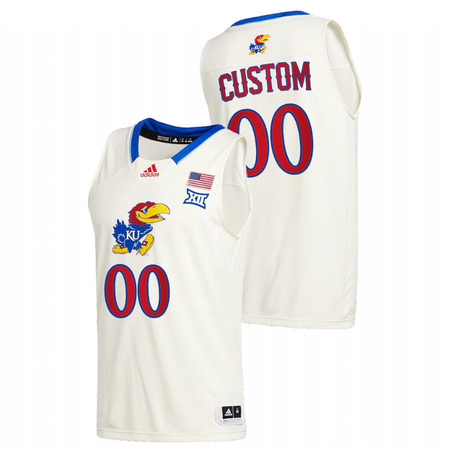 Men Kansas Jayhawks Custom College Basketball 2020-21 New Season Jersey Cream