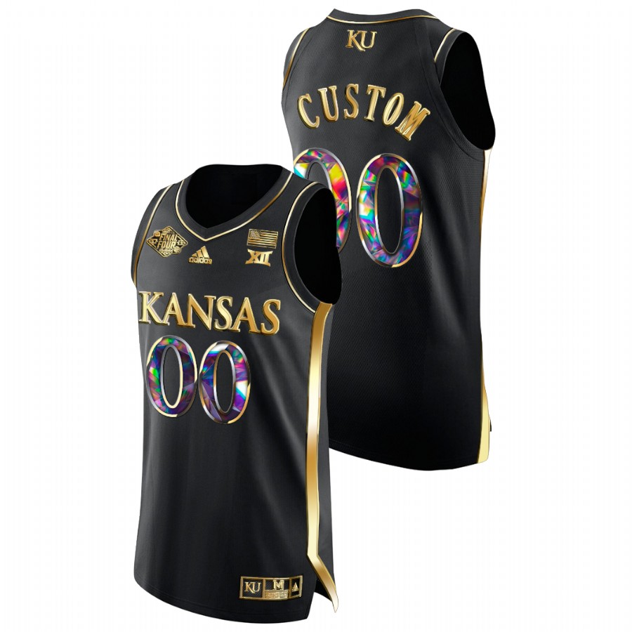 Men Kansas Jayhawks Custom Golden Diamond Edition Jersey Black