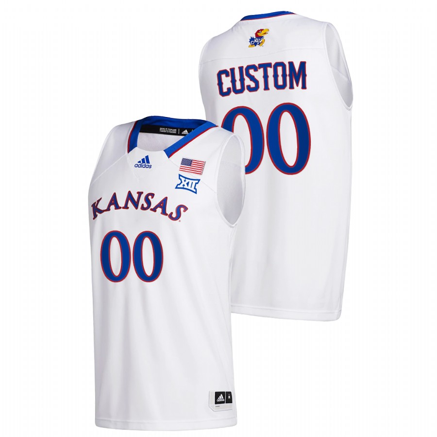 Men Kansas Jayhawks Custom Home 2020-21 New Season Jersey White