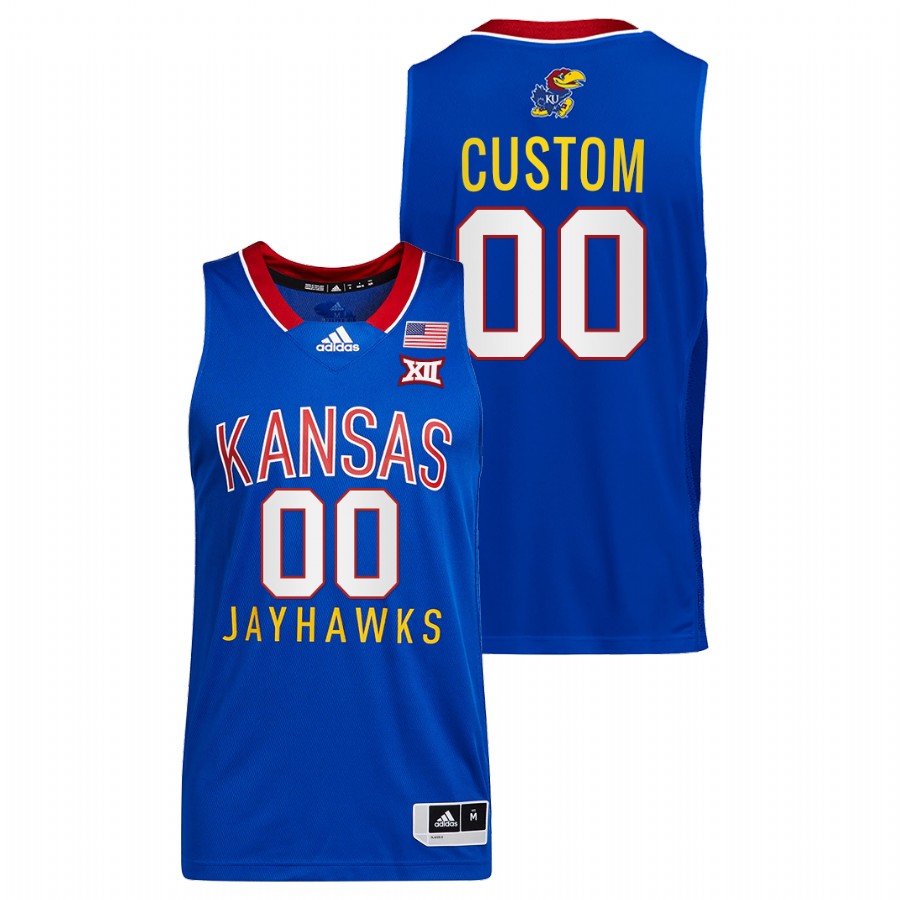 Men Kansas Jayhawks Custom Throwback Jersey Royal