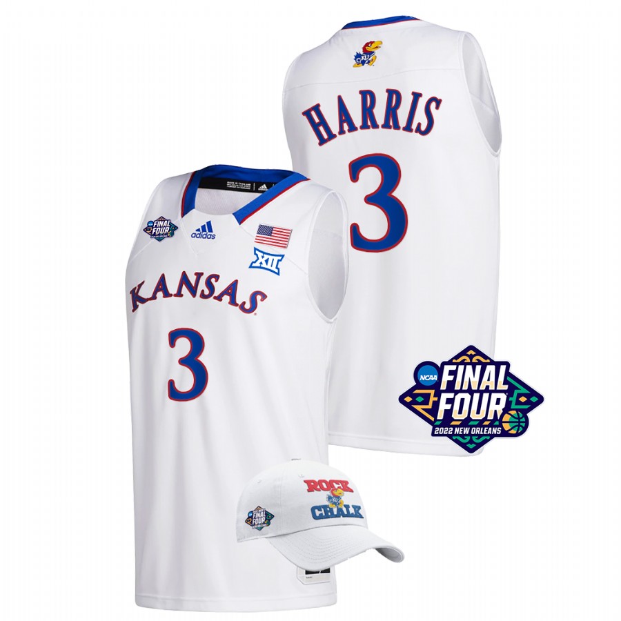Men Kansas Jayhawks Dajuan Harris Basketball Jersey White