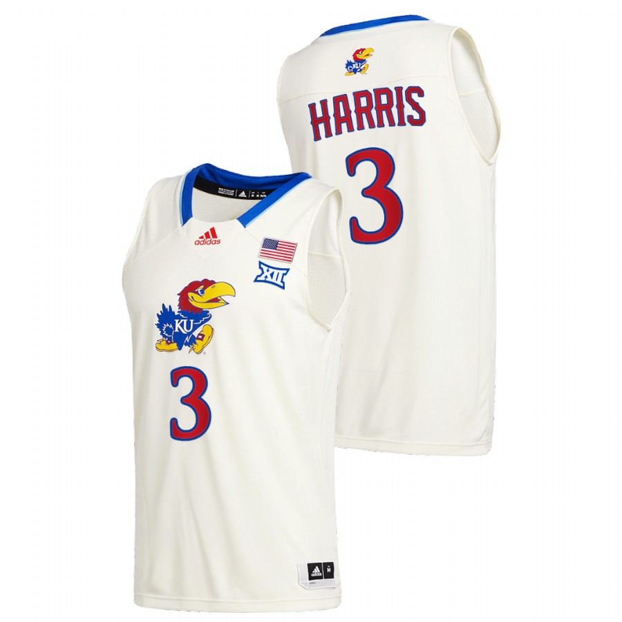 Men Kansas Jayhawks Dajuan Harris College Basketball 2020-21 New Season Jersey Cream