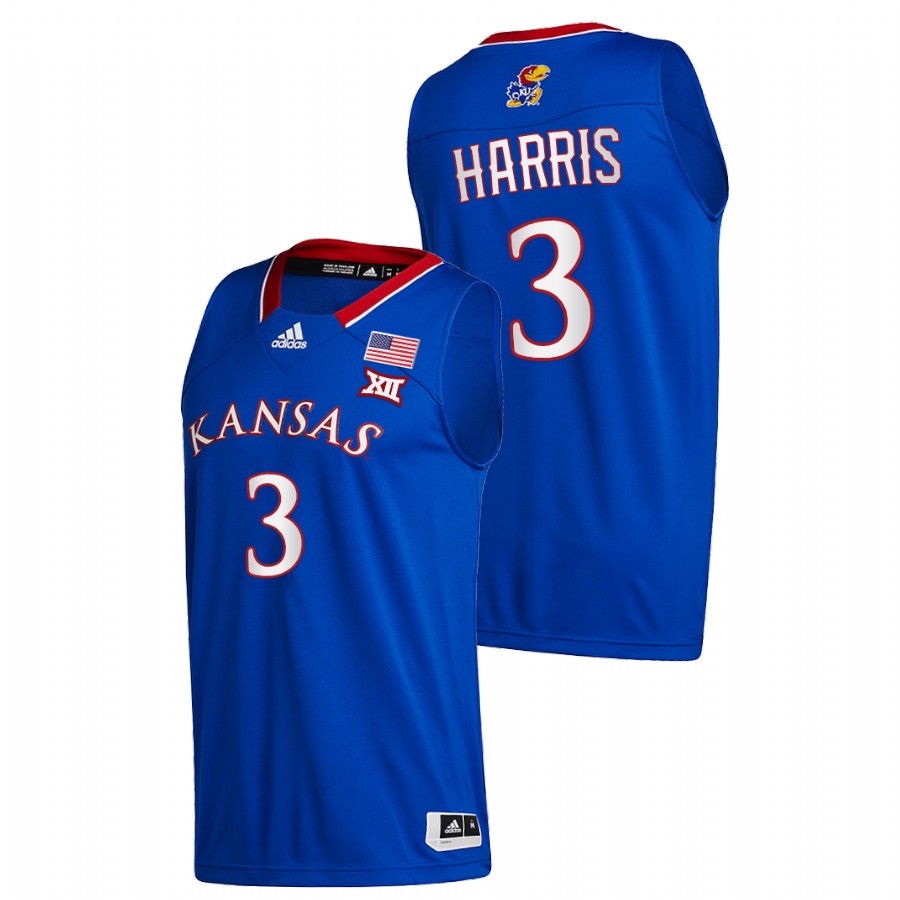 Men Kansas Jayhawks Dajuan Harris College Basketball 2020-21 New Season Jersey Royal