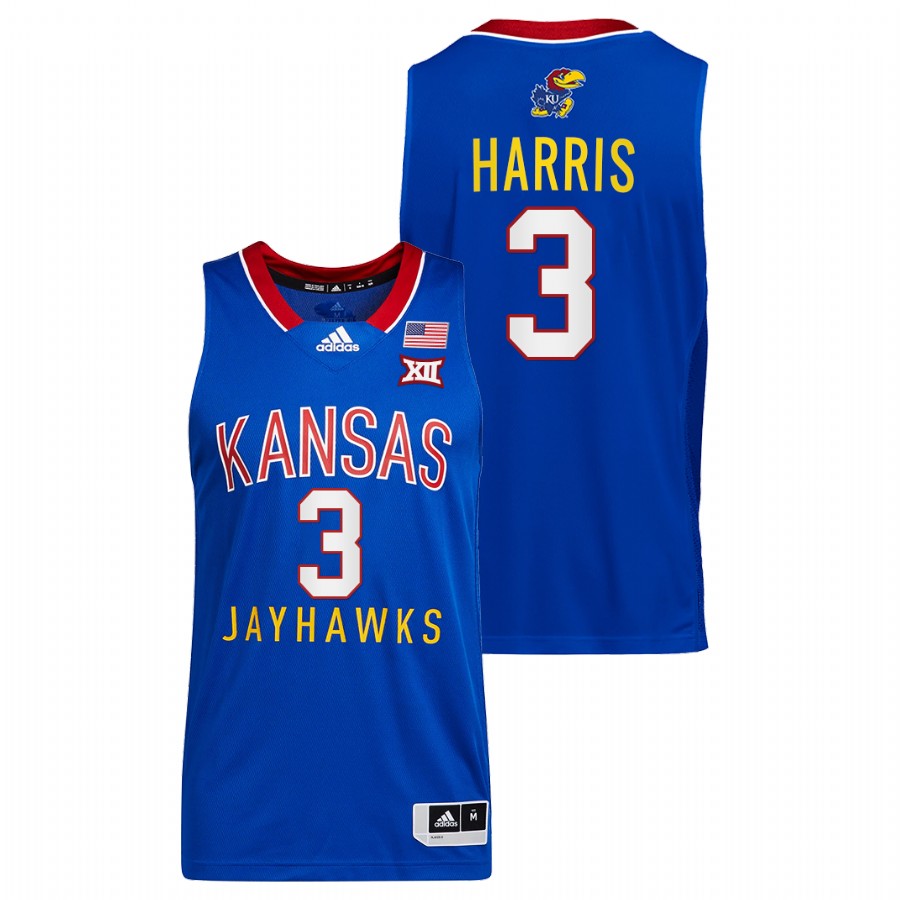 Men Kansas Jayhawks Dajuan Harris Throwback Jersey Royal
