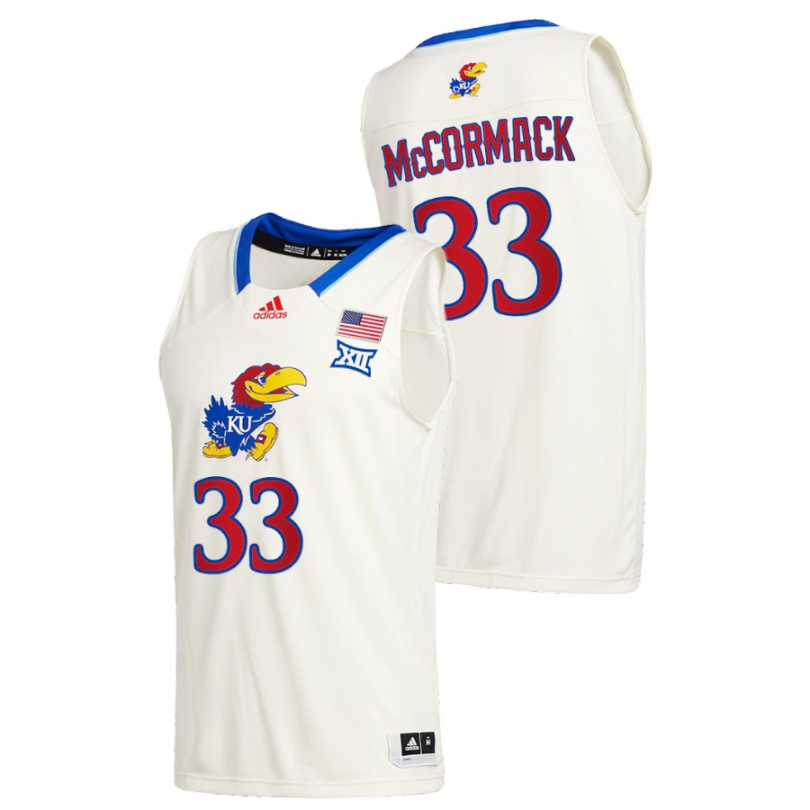 Men Kansas Jayhawks David McCormack College Basketball 2020-21 New Season Jersey Cream