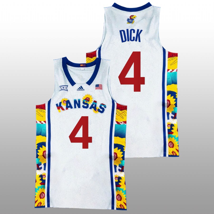 Men Kansas Jayhawks Gradey Dick Basketball Jersey White
