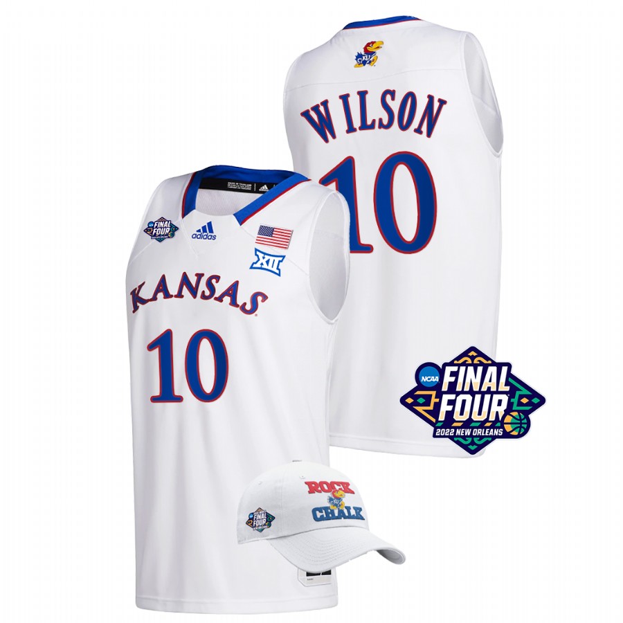 Men Kansas Jayhawks Jalen Wilson Basketball Jersey White