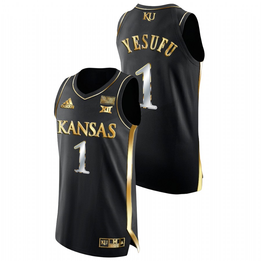 Men Kansas Jayhawks Joseph Yesufu 2021-22 Authentic Basketball Jersey Black