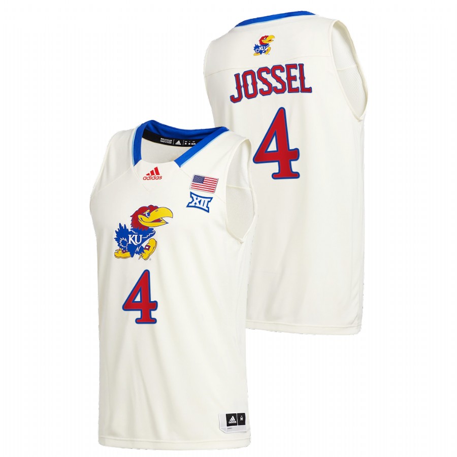 Men Kansas Jayhawks Latrell Jossel College Basketball 2020-21 New Season Jersey Cream