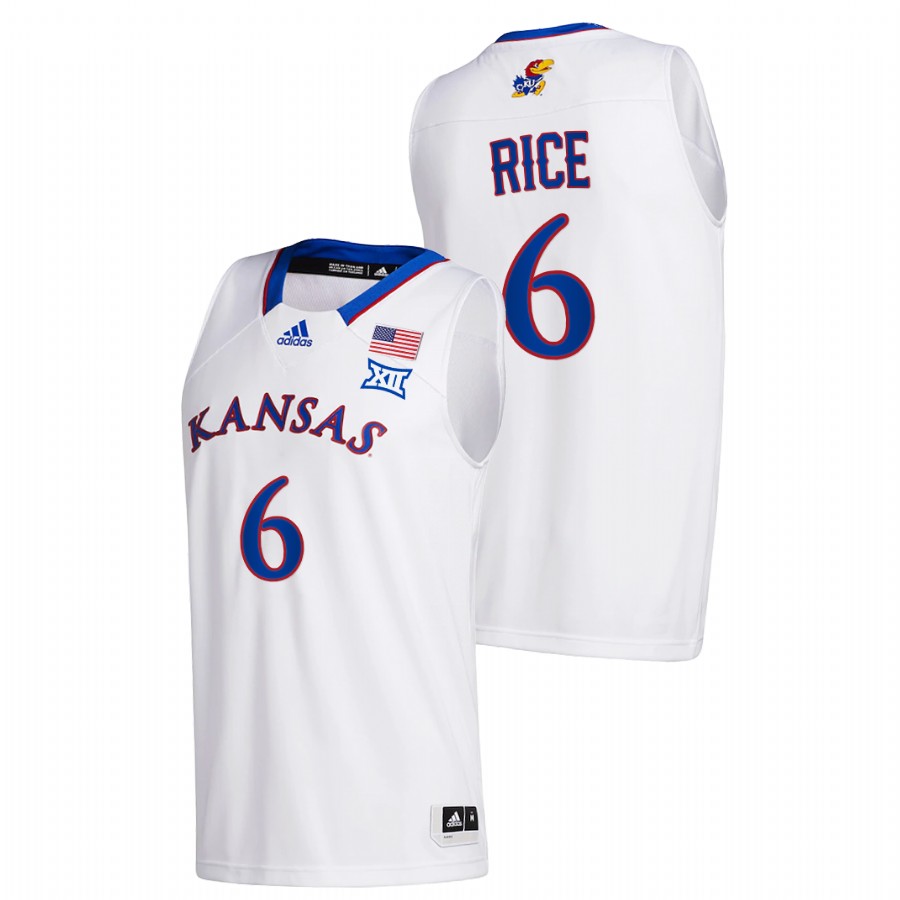 Men Kansas Jayhawks M.J. Rice College Basketball 2021-22 Class of 2022 5-star prospect Jersey White