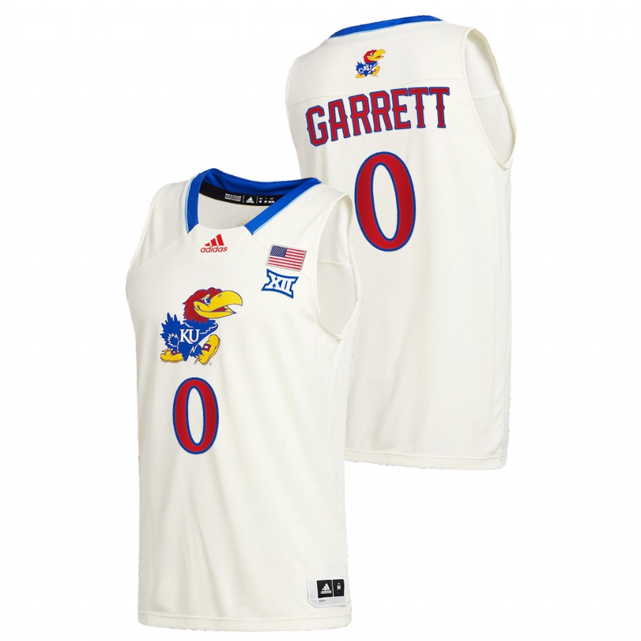 Men Kansas Jayhawks Marcus Garrett College Basketball 2020-21 New Season Jersey Cream