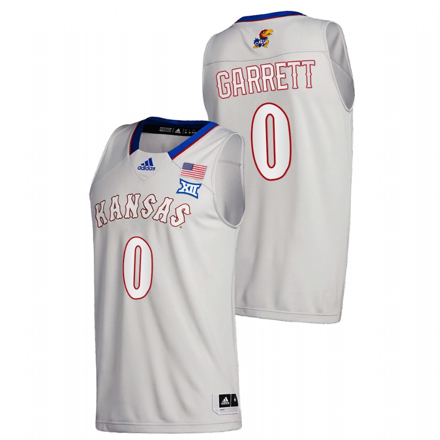 Men Kansas Jayhawks Marcus Garrett College Basketball 2020-21 New Season Jersey Gray